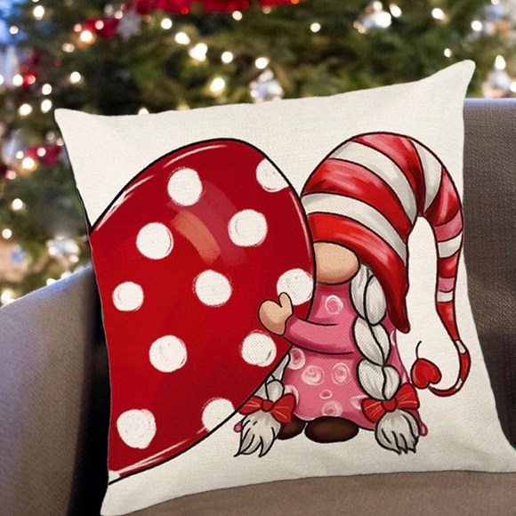 Gnome Couple Heart Happy Valentine’s Day Decorative Throw Pillow Covers 2 Pc Set - Picture 15 of 17